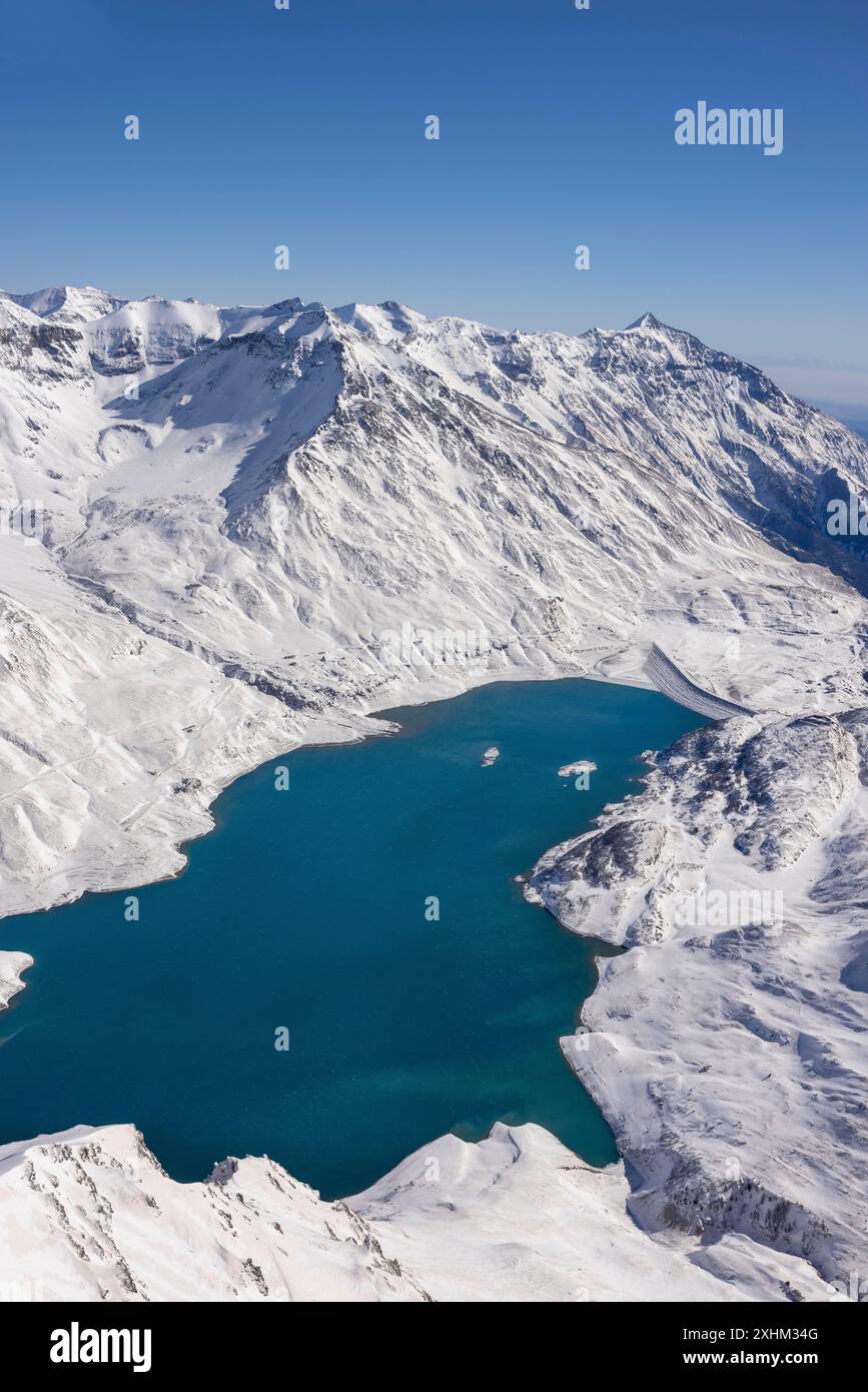 Frankreich, SavoieLac du Mont Cenis, (Luftaufnahme)Lac du Mont-Cenis liegt an der im Mittelalter am häufigsten frequentierten Passage zwischen Westeuropa und Stockfoto