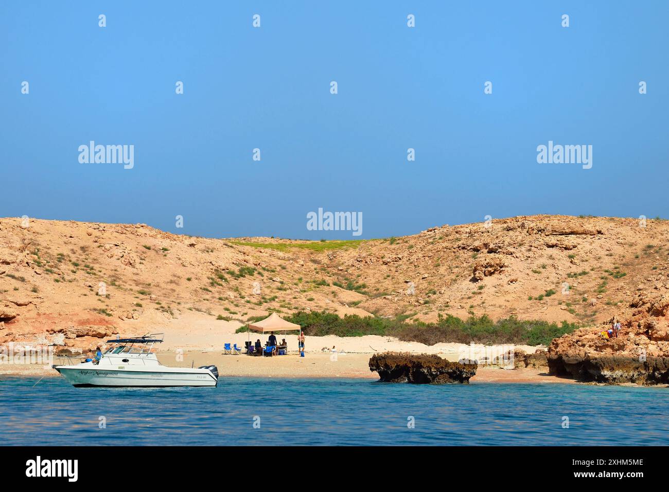 Sultanat Oman, Gouvernement Muscat, Naturschutzgebiet der Daymaniyat-Inseln, Strand Stockfoto