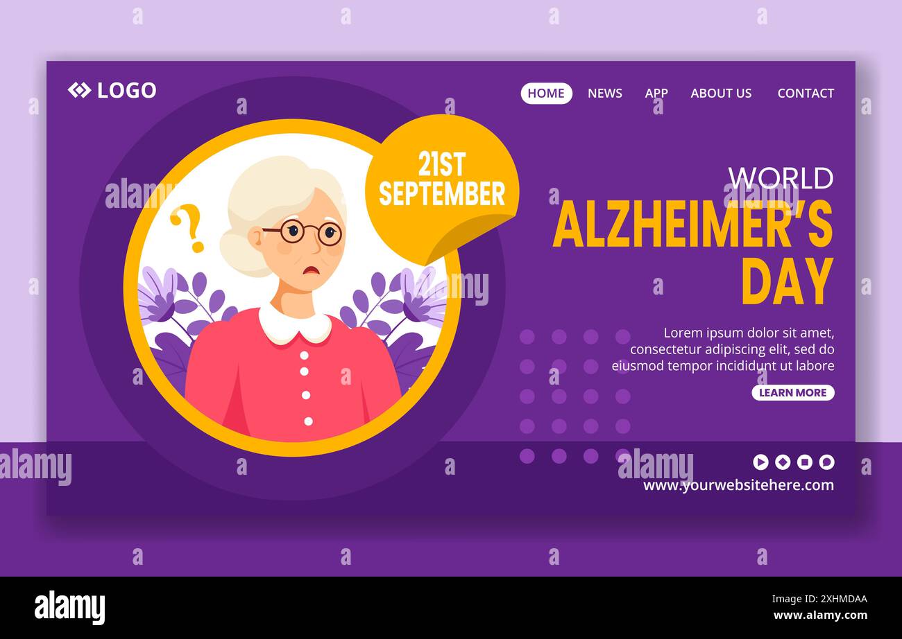 Alzheimer's Day Social Media Landing Page Cartoon Hand gezeichnete Vorlagen Hintergrund Illustration Stock Vektor