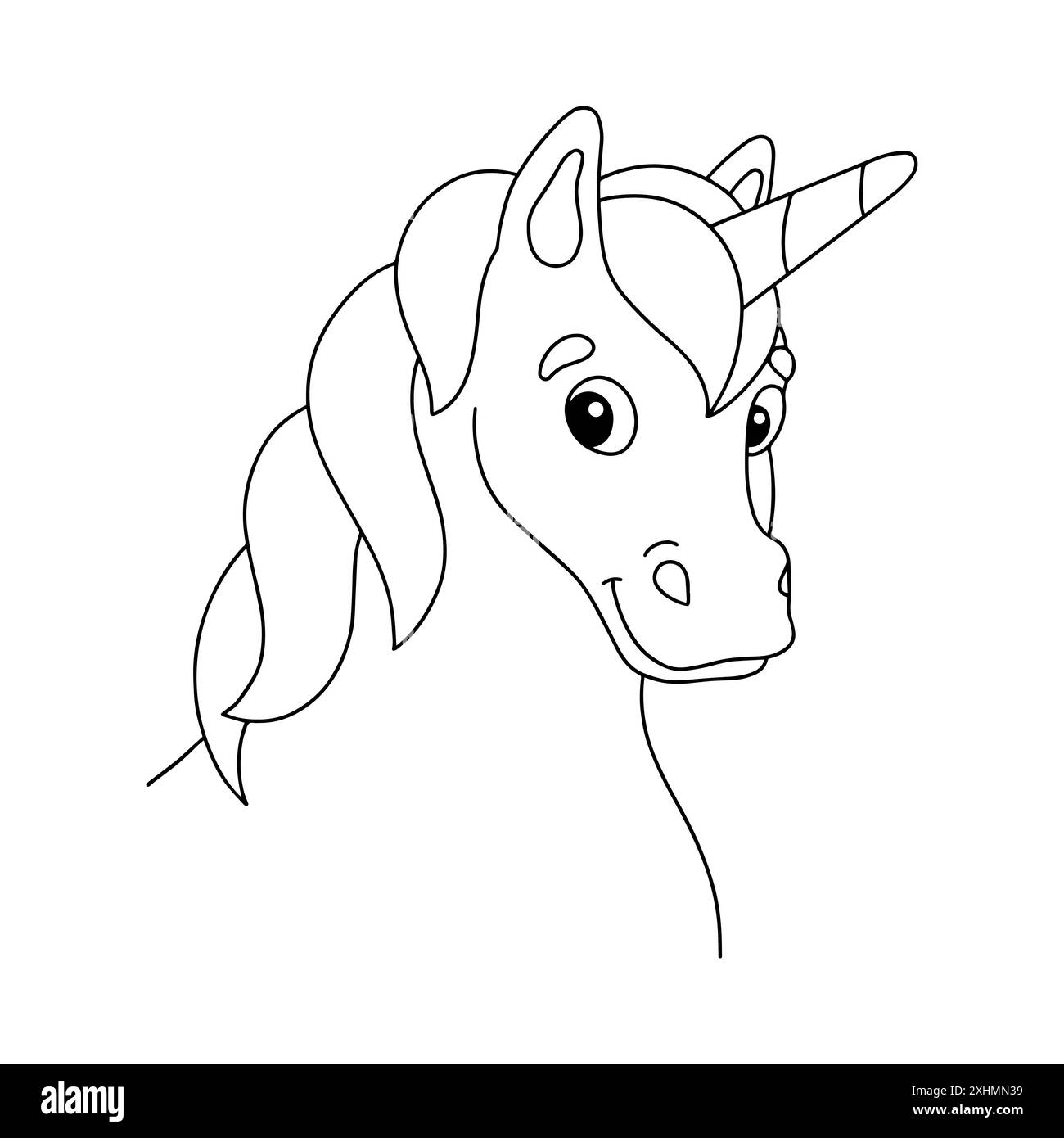 Magisches Einhorn. Feenpferd. Malbuch-Seite für Kinder. Figur im Cartoon-Stil. Vektorillustration isoliert auf weißem Hintergrund. Stock Vektor