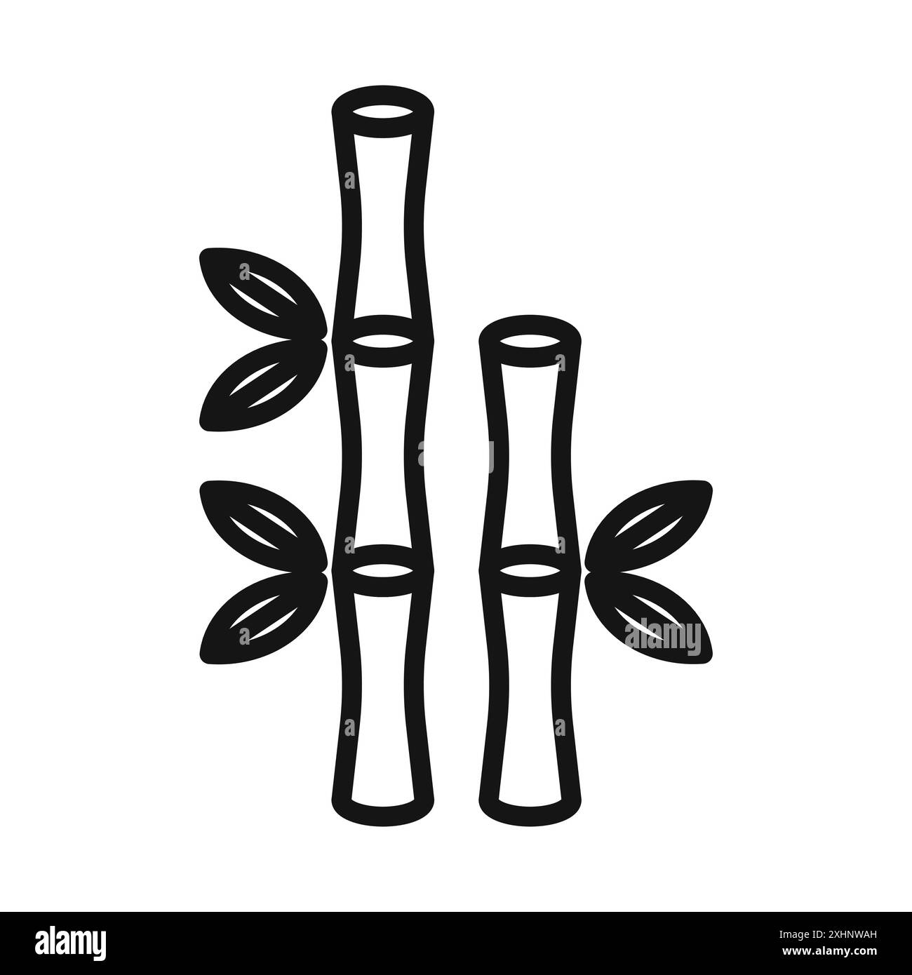 Bambus-Symbol Schwarzer Linie Art Vektor in schwarz-weiß Umrisse Set Sammlung Zeichen Stock Vektor