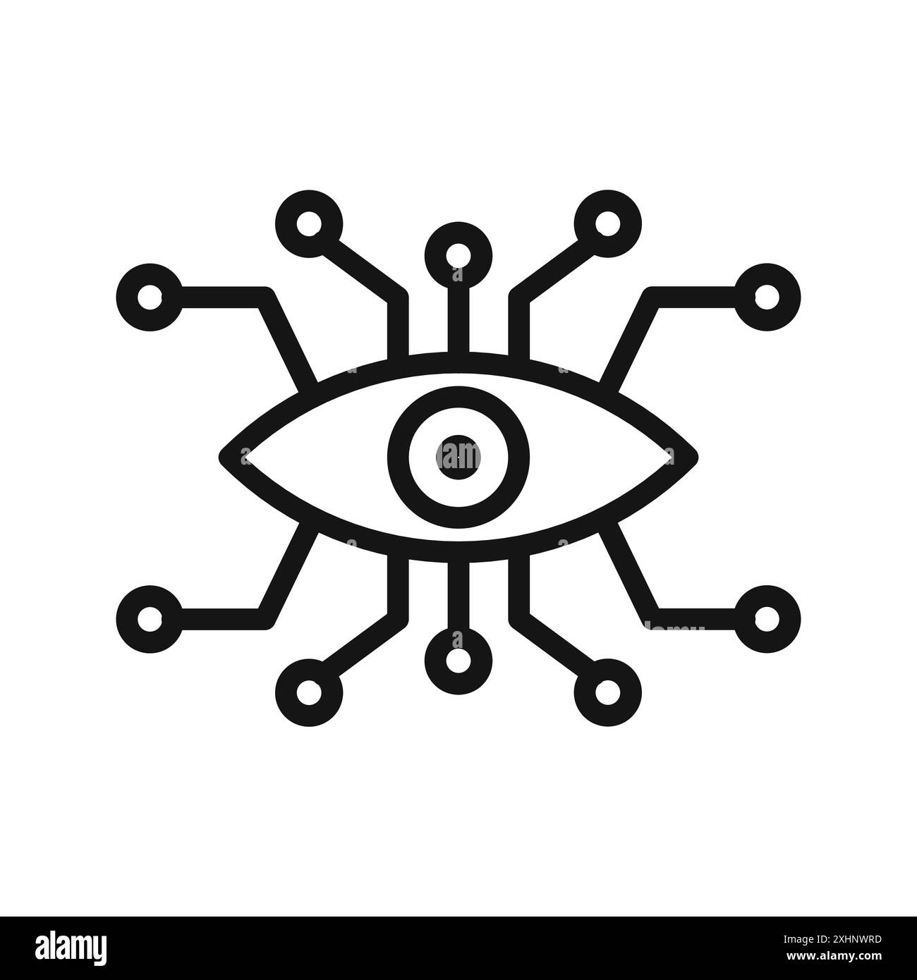 Bionic Eye Icon Black Line Art Vektor in schwarz-weiß Umrisse Set Collection Zeichen Stock Vektor