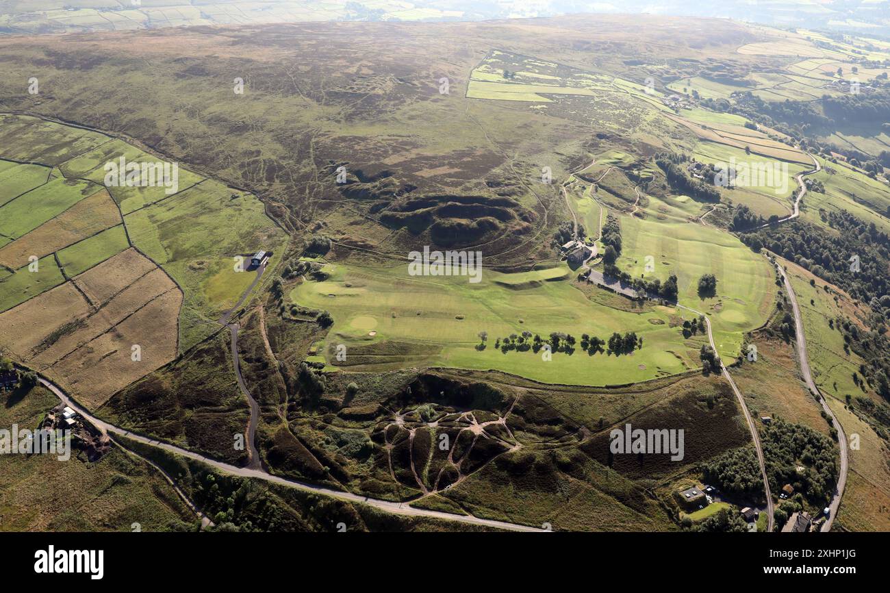 Blick aus der Vogelperspektive auf den Mount Skip Hebden Bridge Golf Club Stockfoto