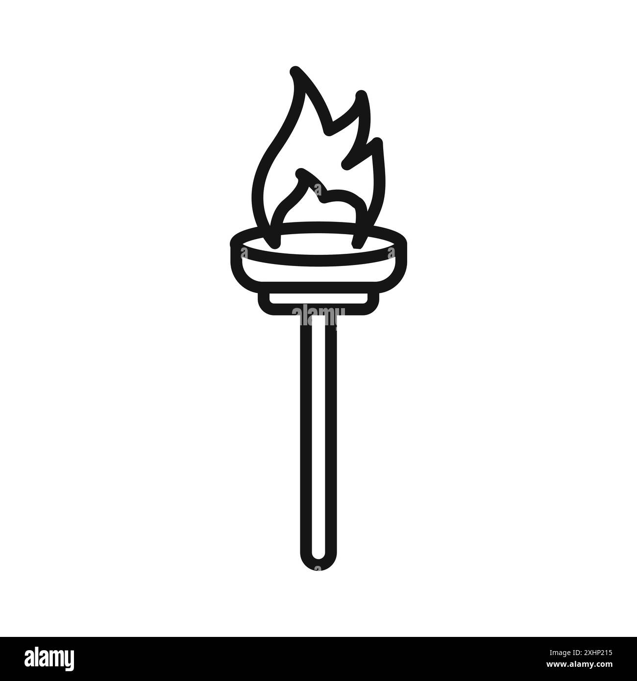 Fackel Flamme Symbol Schwarzer Linie Art Vektor in schwarz-weiß Umriss Set Sammlung Zeichen Stock Vektor