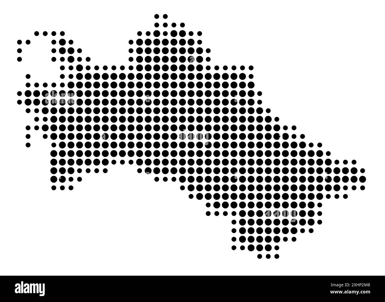 Abstrakte Karte Turkmenistans, die das Gebiet des Landes mit einem Muster schwarzer Kreise zeigt Stock Vektor