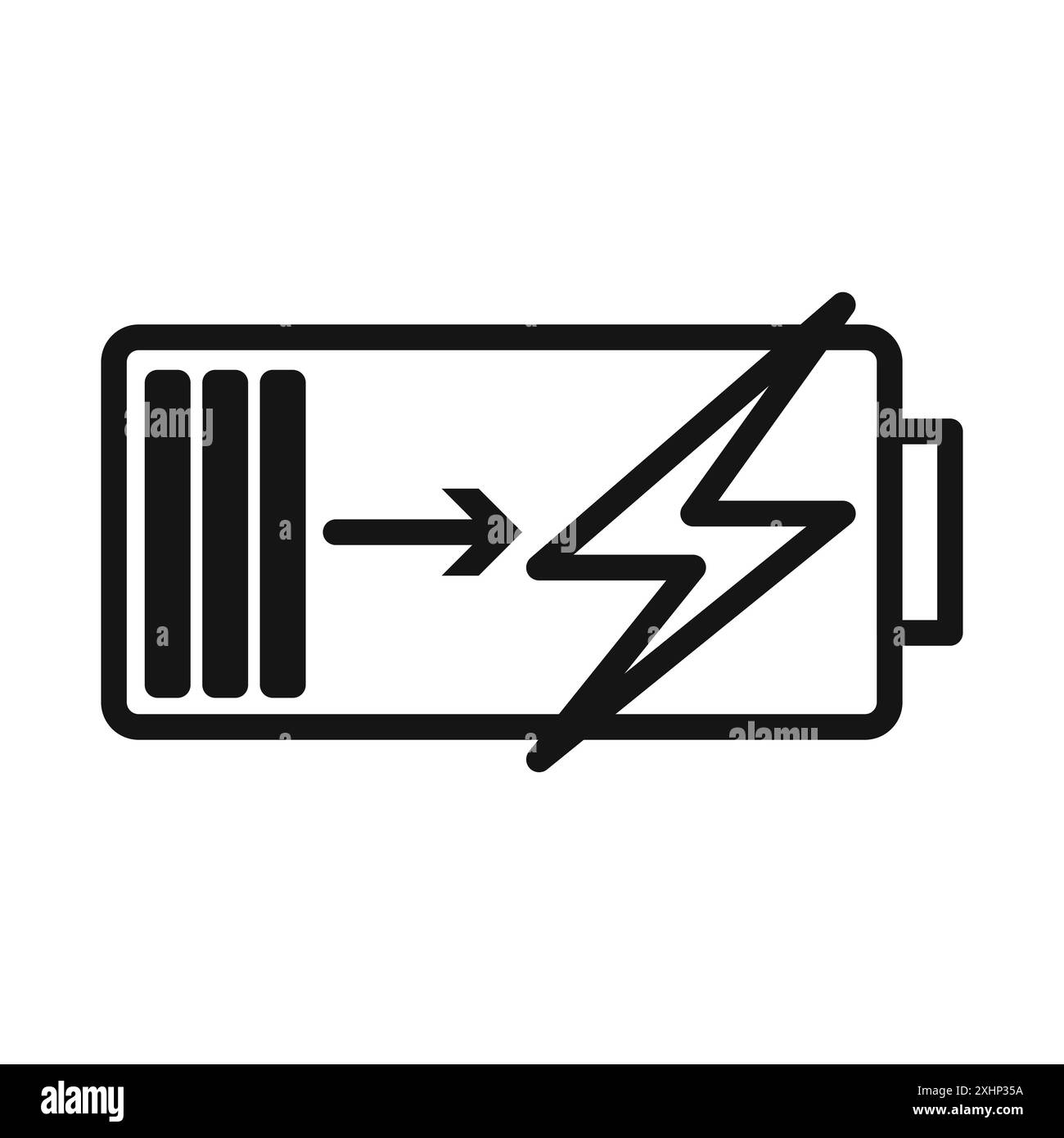 Symbol für schnelles Aufladen des Akkus Schwarzer Strichvektor in schwarz-weißer Umrandung Set Collection Sign Stock Vektor
