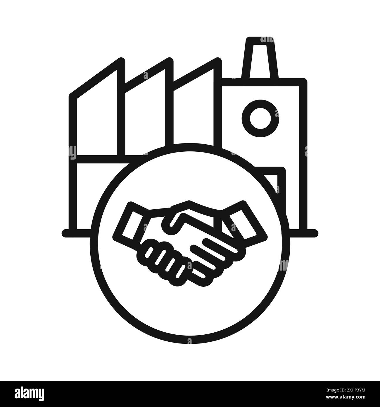 Factory Deal Icon Black Line Art Vektor in schwarz-weiß Umrisse Set Collection Schild Stock Vektor