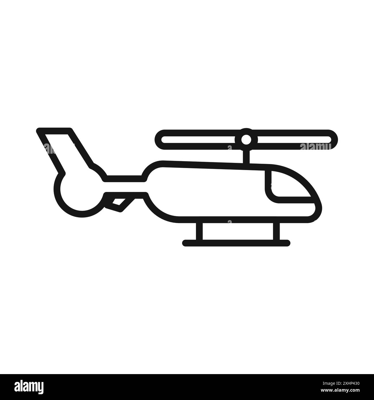 Helikopter-Symbol Schwarzer Linie Kunstvektor in schwarz-weiß Umrisse Set Collection Schild Stock Vektor