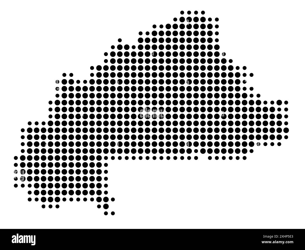 Abstrakte Karte von Burkina Faso, die das Gebiet des Landes mit einem Muster von schwarzen Kreisen zeigt Stock Vektor