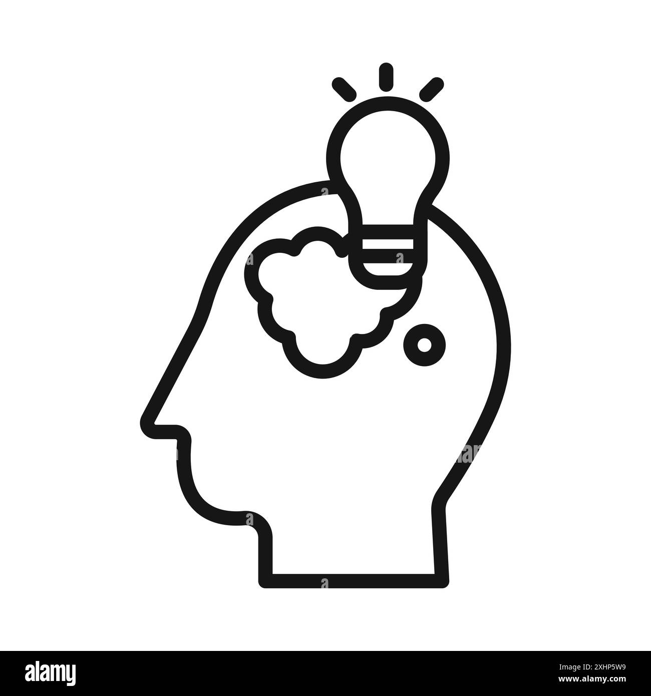 Thinking Icon Black Line Art Vektor in schwarz-weiß Umrisse Set Collection Schild Stock Vektor