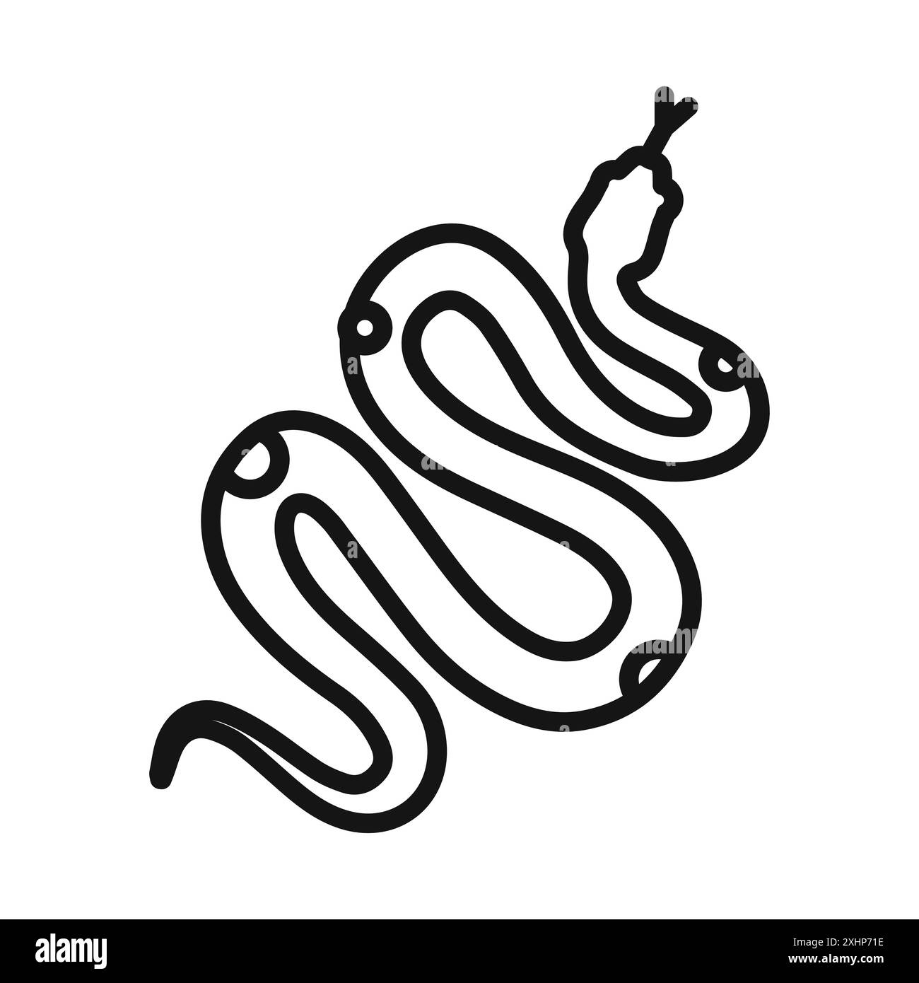 Schlangensymbol Schwarze Linie Kunstvektor in schwarz-weiß Umrisse Set Collection Zeichen Stock Vektor