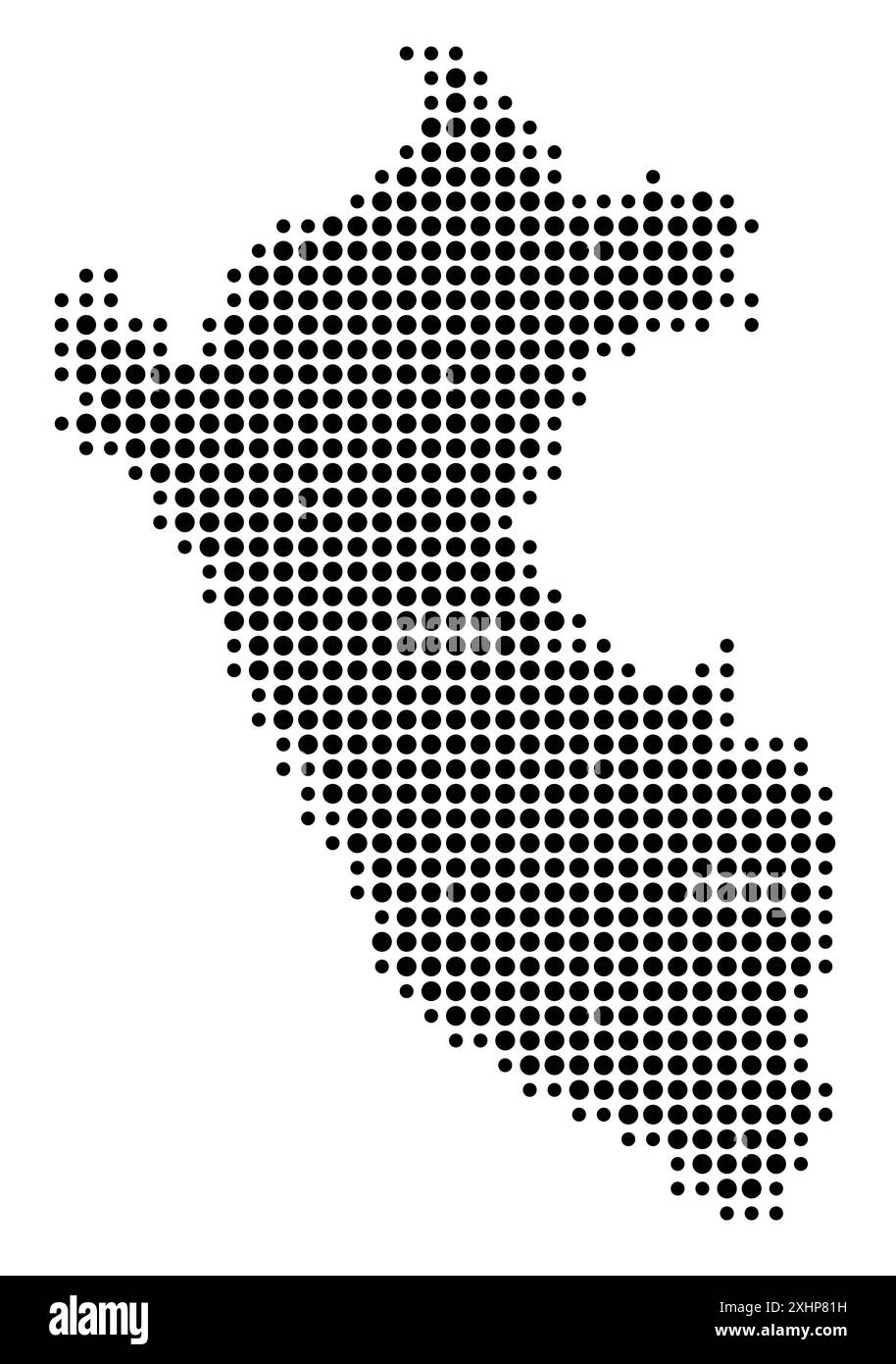 Abstrakte Karte von Peru, die das Gebiet des Landes mit einem Muster von schwarzen Kreisen zeigt Stock Vektor