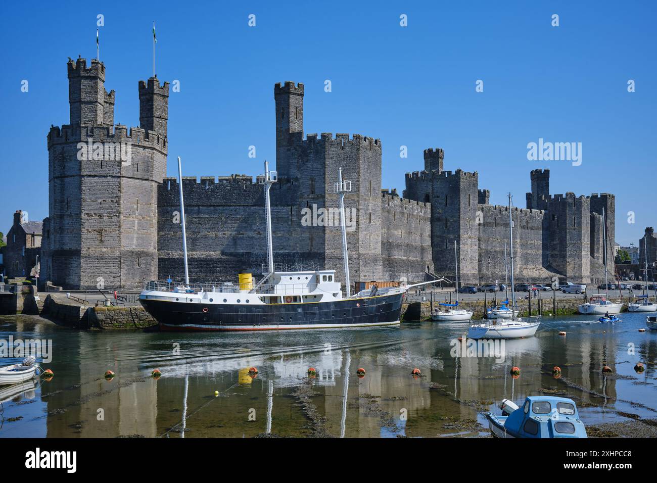 Caernarfon Castle in Nordwales, ein Weltkulturerbe Stockfoto