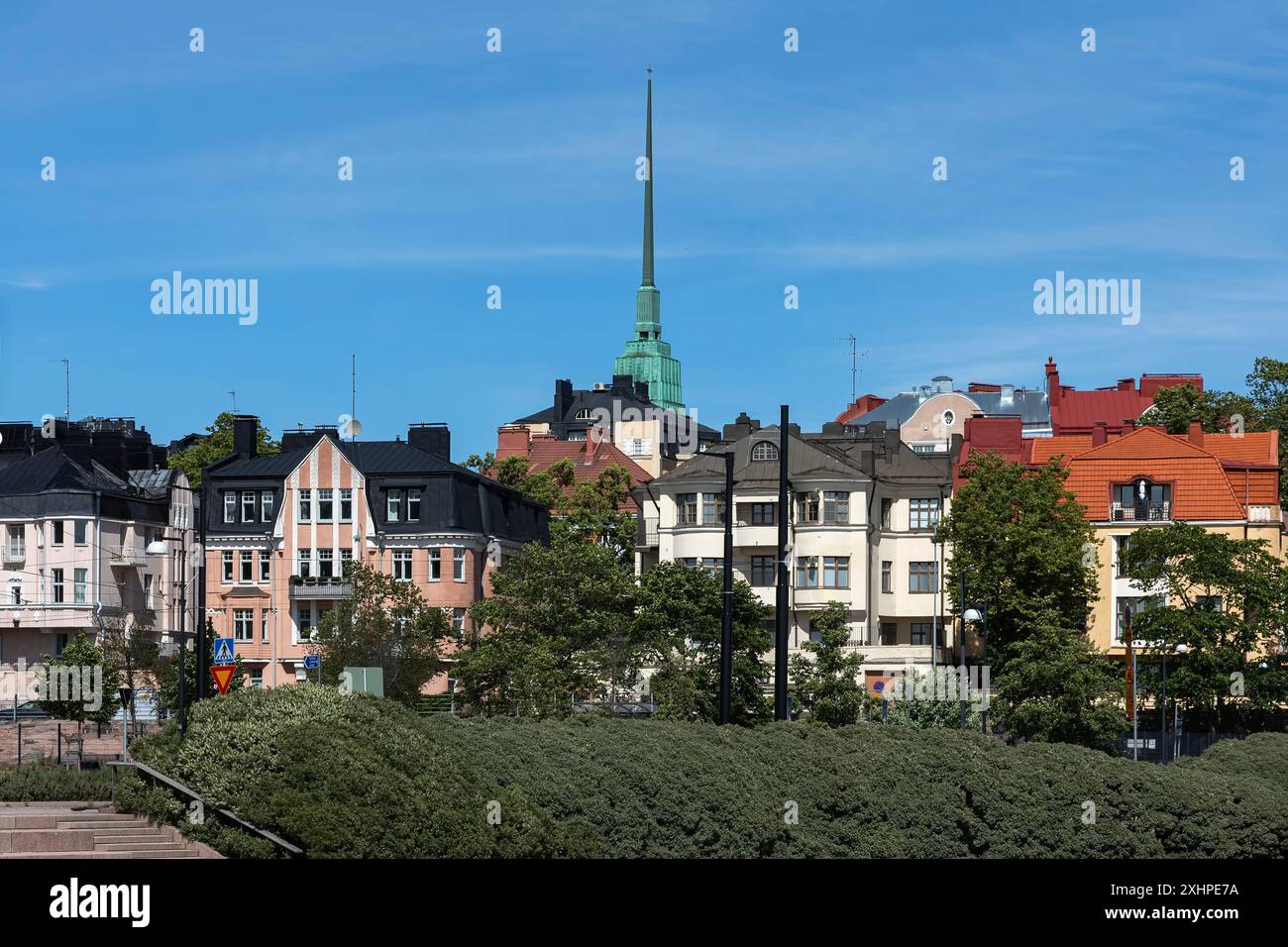 Blick auf Eira, Wohnviertel im Süden von Helsinki, Finnland Stockfoto