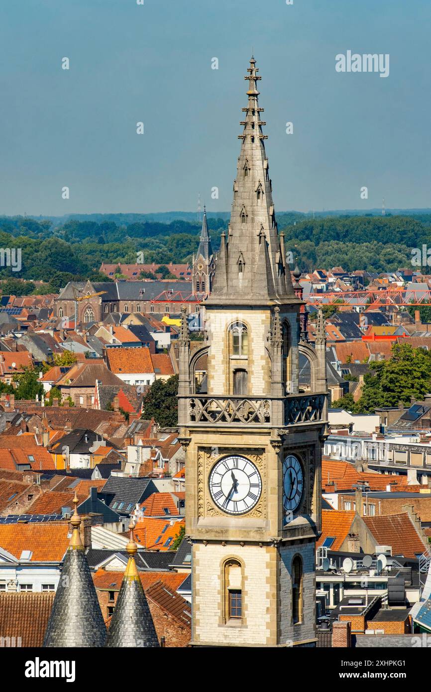 Belgien, Ostflandern, Gent, Uhrenturm des ehemaligen Postamtes Stockfoto