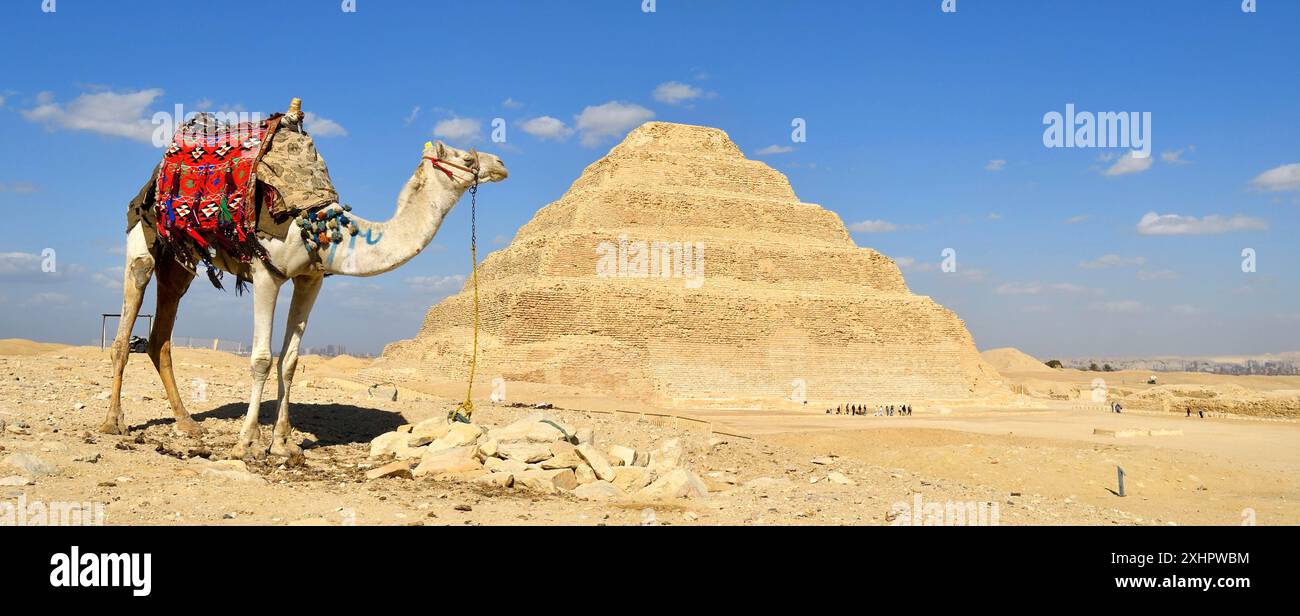 Ägypten, Unterägypten, Sakkara, Sakkara, Sakkara Grabstätte, die von der UNESCO zum Weltkulturerbe erklärt wurde, der Stufenpyramide von König Djoser Stockfoto