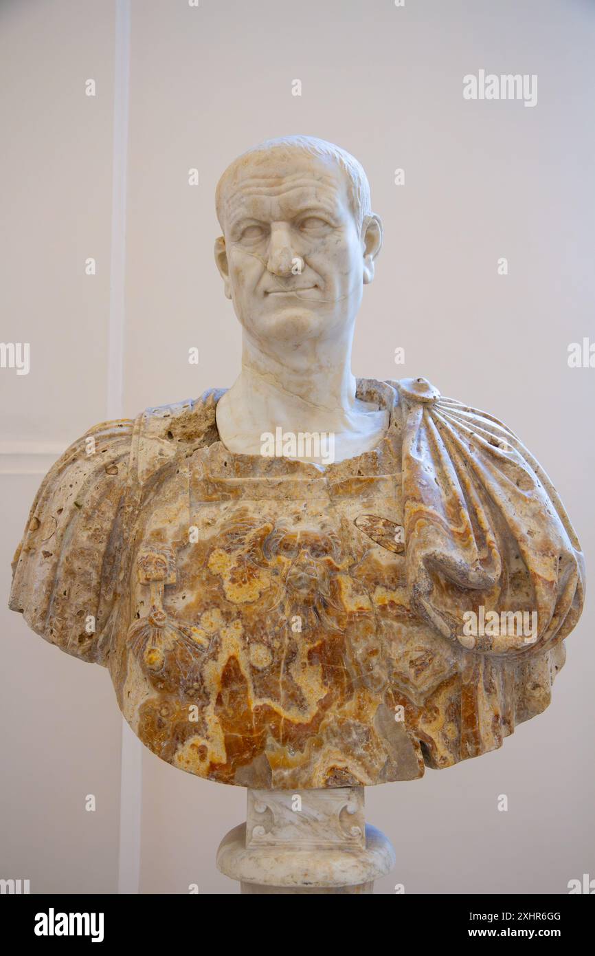 Marmorbüste des Kaisers Vespasian. Archäologisches Museum Neapel. Neapel, Kampanien, Italien. Stockfoto