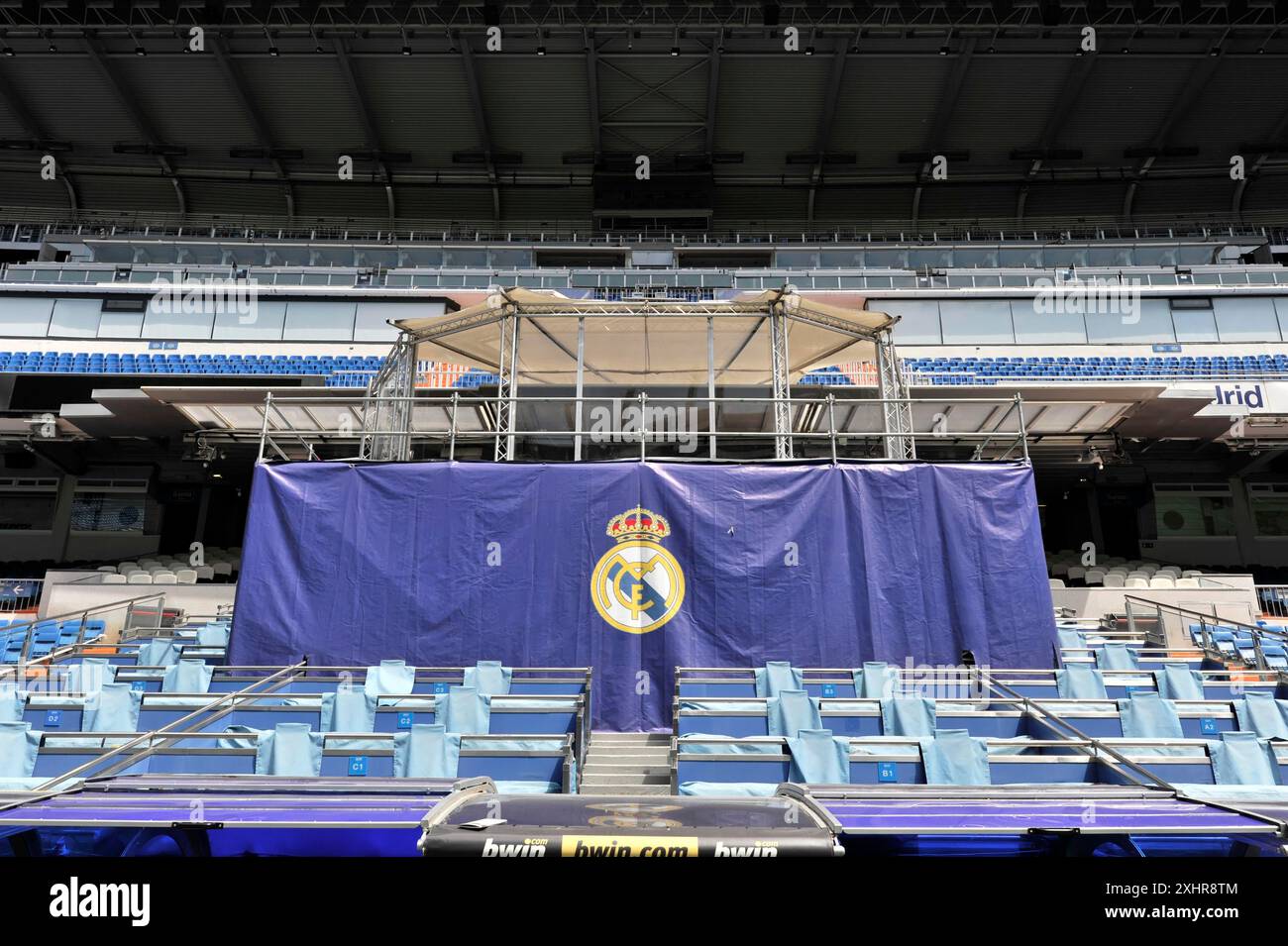 Estadio Santiago Bernabeu, Fußballstadion des spanischen Vereins Real Madrid, 80354 Sitzplätze, Madrid, Spanien, Europa, Teil einer Tribüne in der Stockfoto