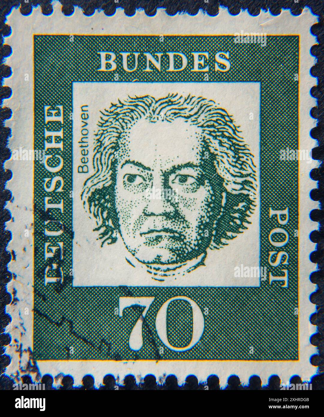 Ludvig van Beethoven, 1770, 1827, deutscher Komponist und Pianist, Porträt auf deutscher Briefmarke Stockfoto