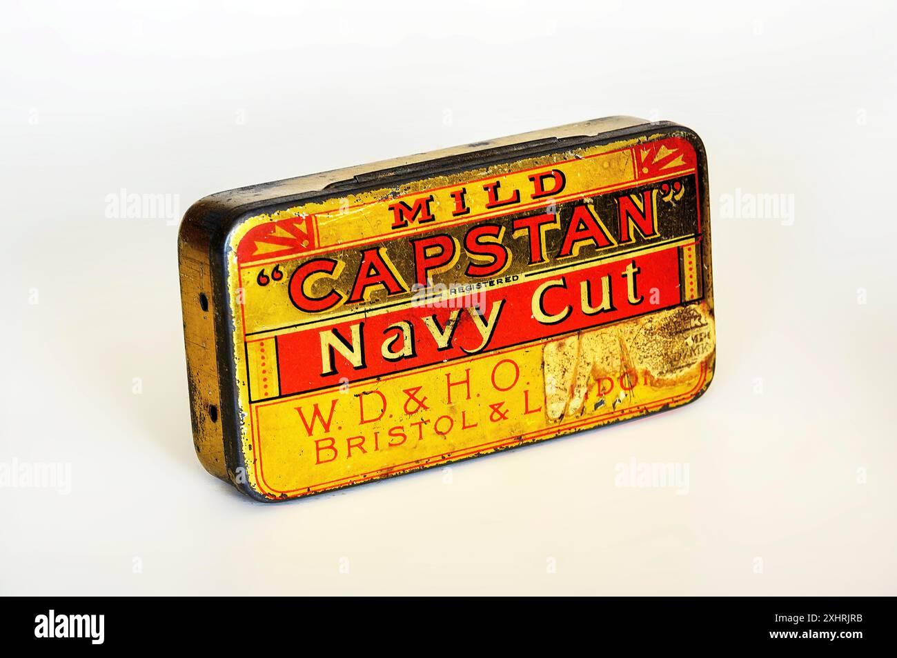 Alte Blechdose für Tabak, CAPSTAN-Navy Cut, Bayern, Deutschland Stockfoto