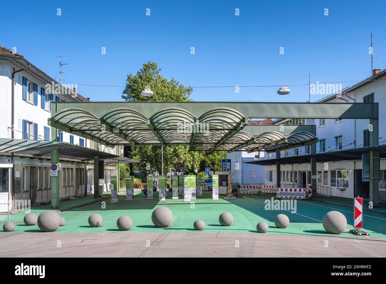 Grenzübergang zwischen Deutschland und der Schweiz für den Straßenverkehr gesperrt, Emmishofer Tor, Konstanz, Kreuzlingen Kanton Thurgau, Schweiz Stockfoto