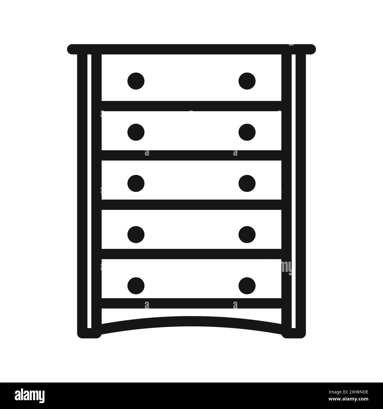 Kommode Icon Black Line Art Vektor in schwarz-weiß Umrissset Collection Schild Stock Vektor