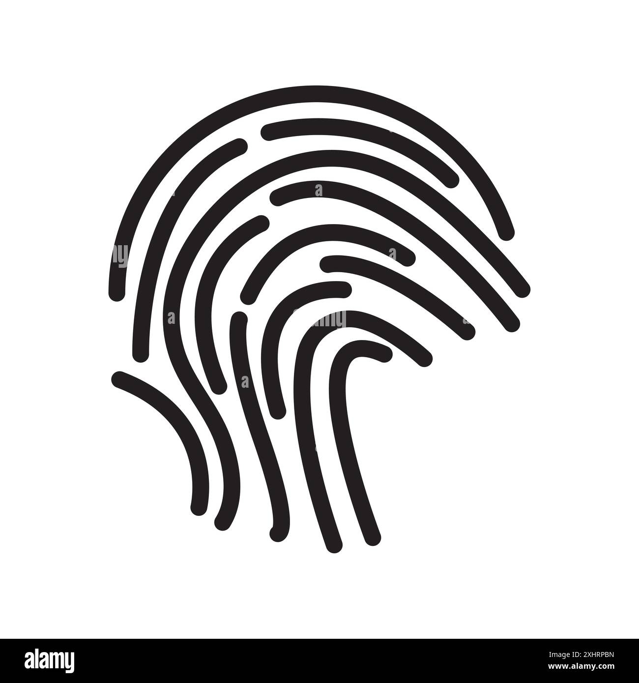 Symbol für die Fingerauthentifizierung Schwarzer Linie Kunstvektor in Schwarz-weiß-Umrandung Set Collection Sign Stock Vektor