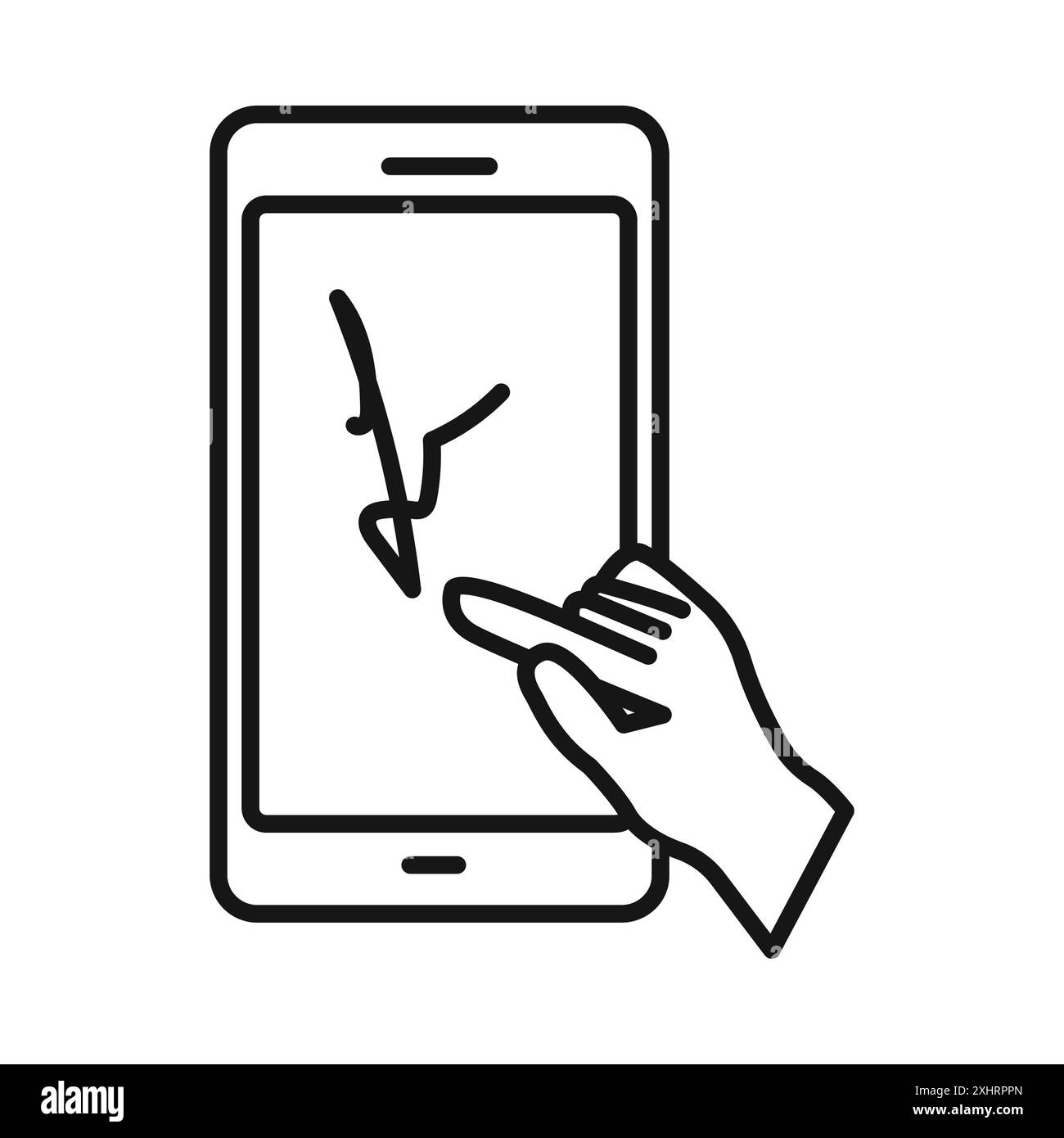 Finger bestätigt Signature Icon Black Line Art Vektor in schwarz-weiß Umriss Set Collection Zeichen Stock Vektor