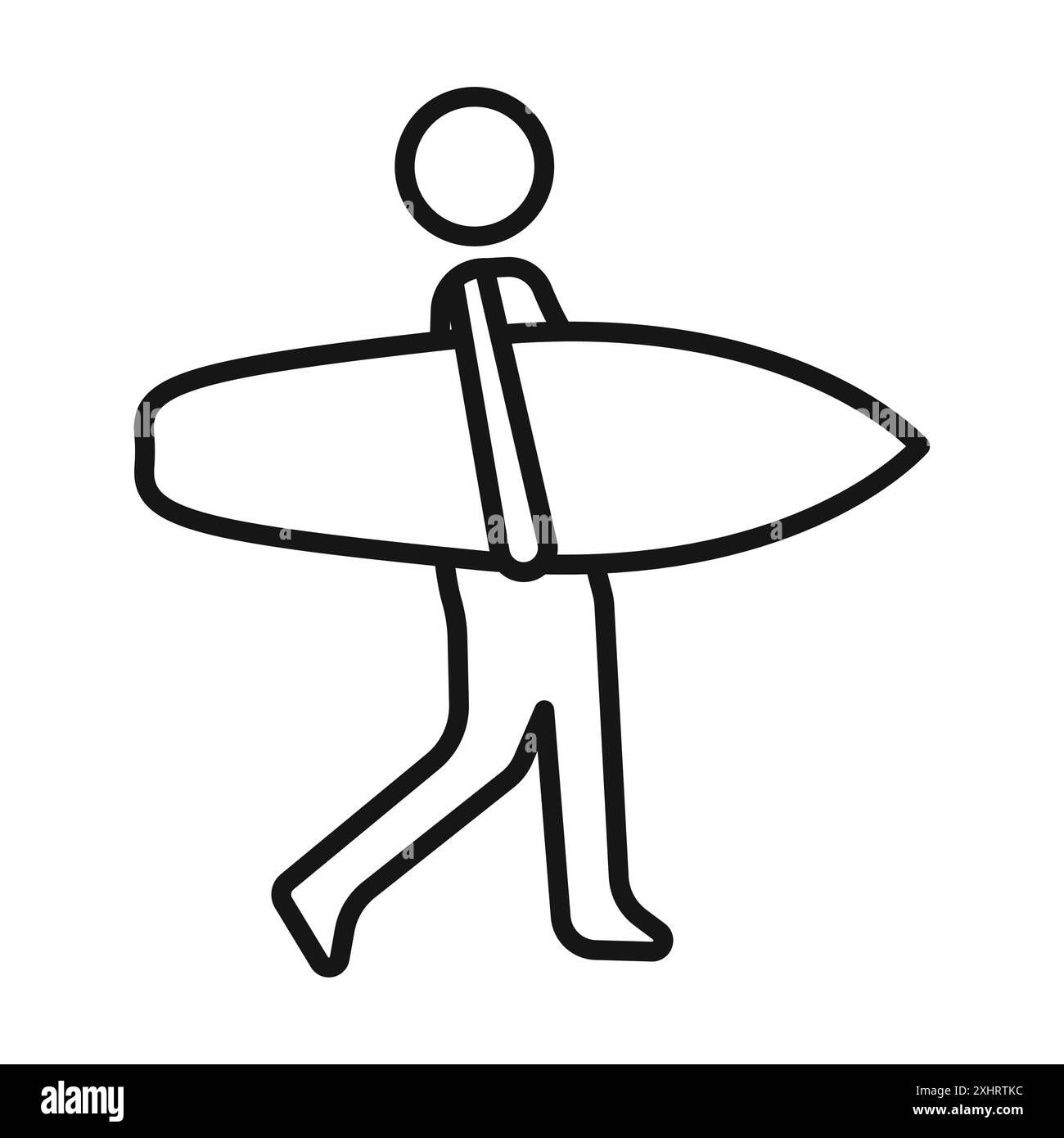 Surf-Icon Schwarzer Linie Kunstvektor in schwarz-weiß Umrisse Set Sammlung Zeichen Stock Vektor