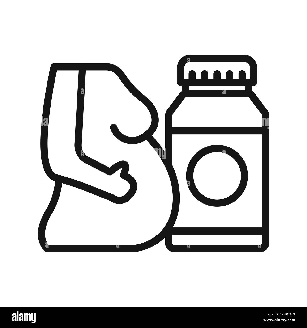 Ergänzungen für schwangere Frauen Icon Black Line Art Vektor in schwarz-weiß Umriss Set Sammlung Zeichen Stock Vektor