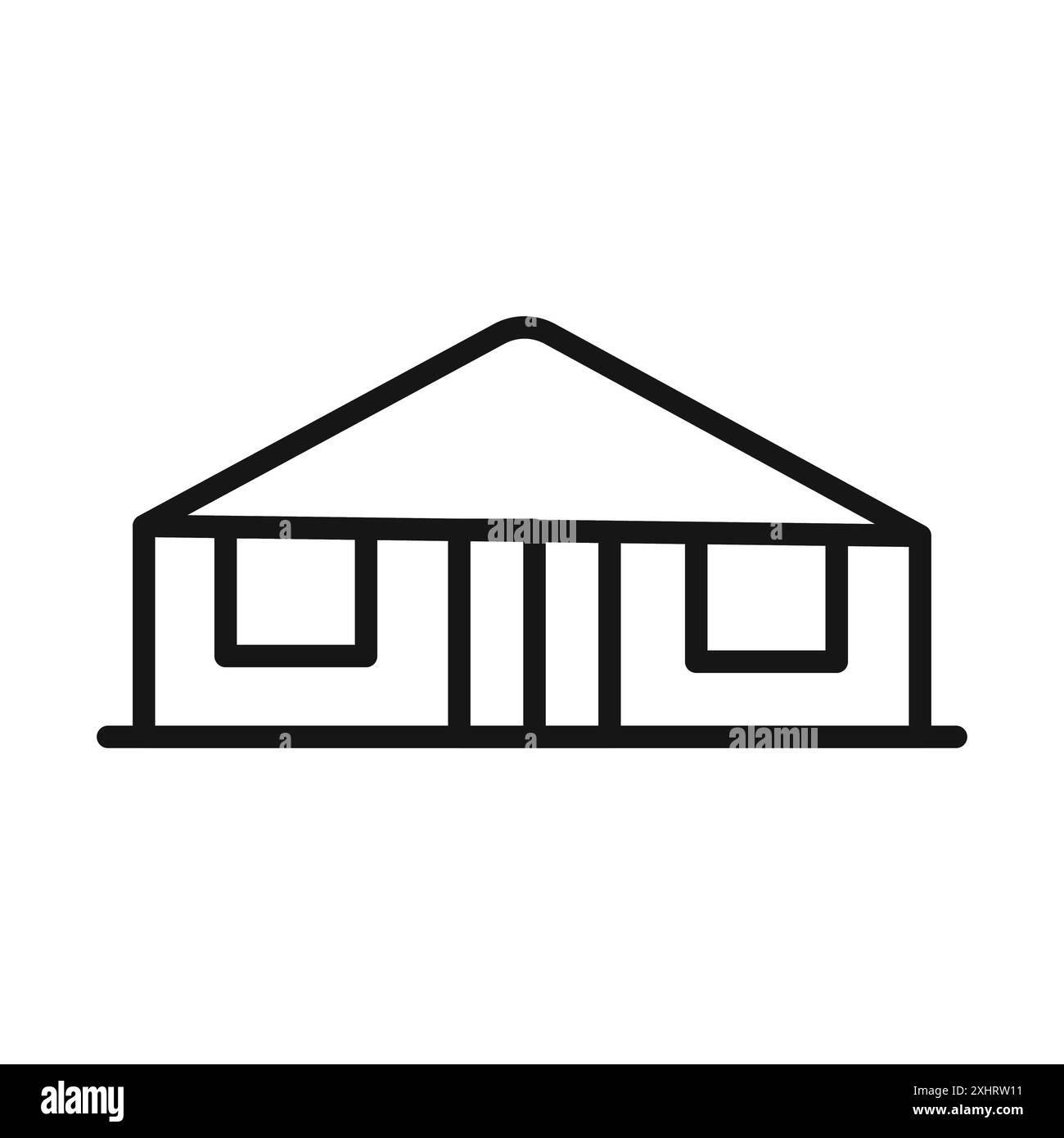 Jurte Icon Black Line Art Vektor in schwarz-weiß Umrisse Set Sammlung Zeichen Stock Vektor