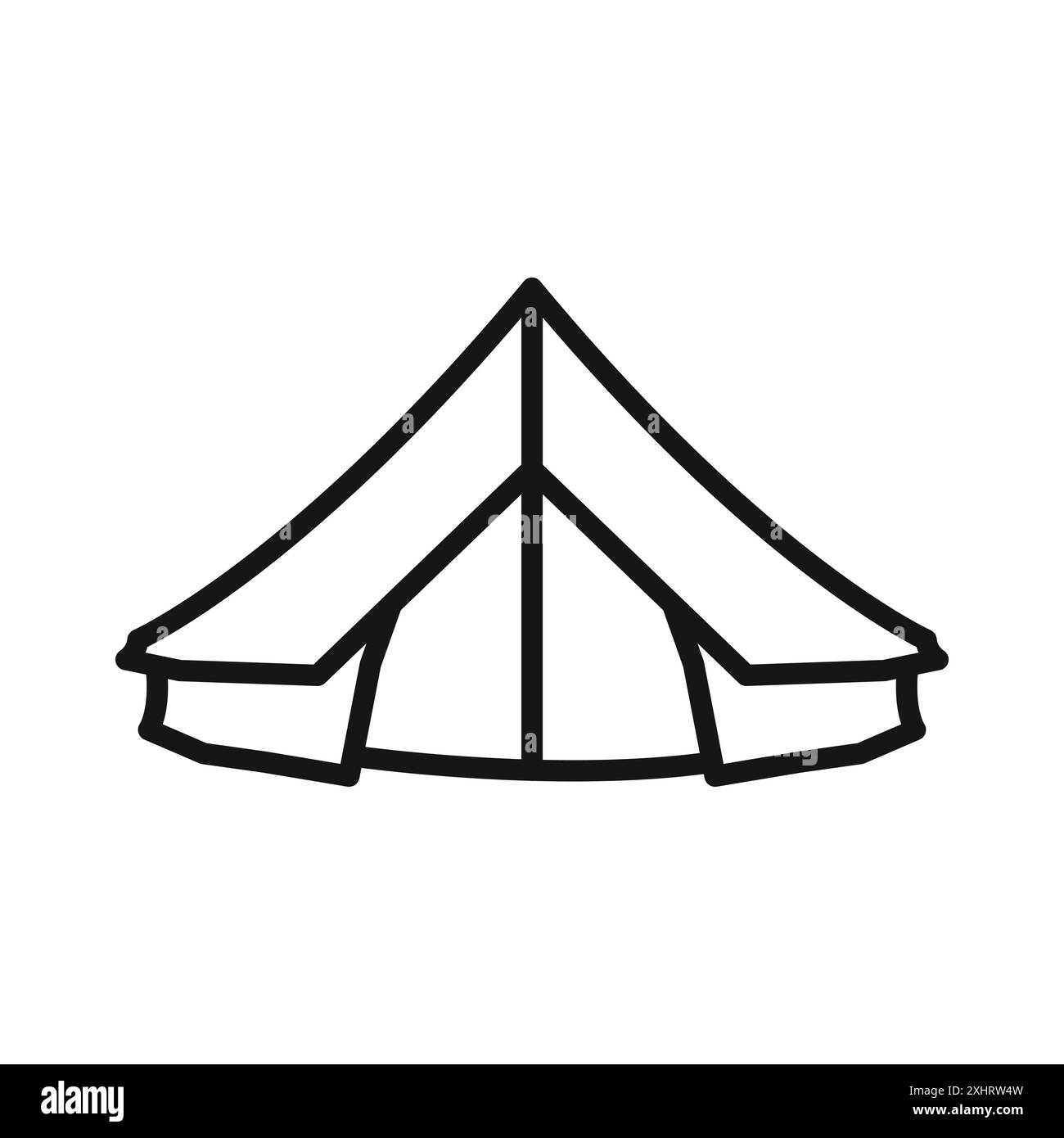 Zelt-Ikone Black Line Art Vektor in schwarz-weiß Umrissset Collection Zeichen Stock Vektor