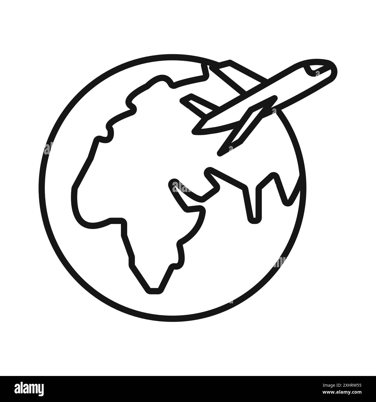 Voyage Icon Black Line Art Vektor in schwarz-weiß Umrisse Set Collection Schild Stock Vektor