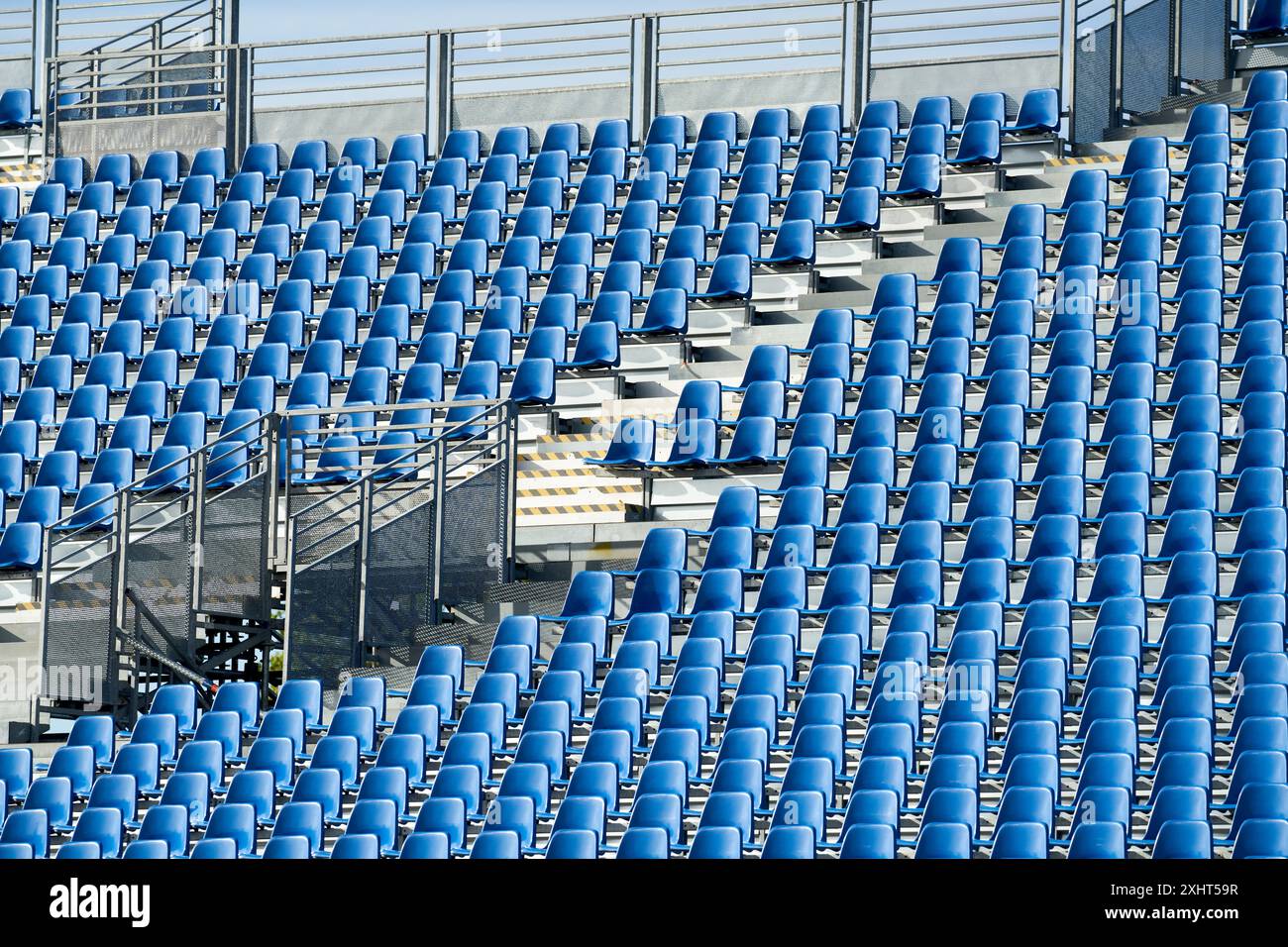 Sitzplätze, Vorbereitung der Eröffnungsveranstaltungen der Olympischen Spiele 2024 in Paris, Place de la Concorde, Paris, Frankreich Stockfoto