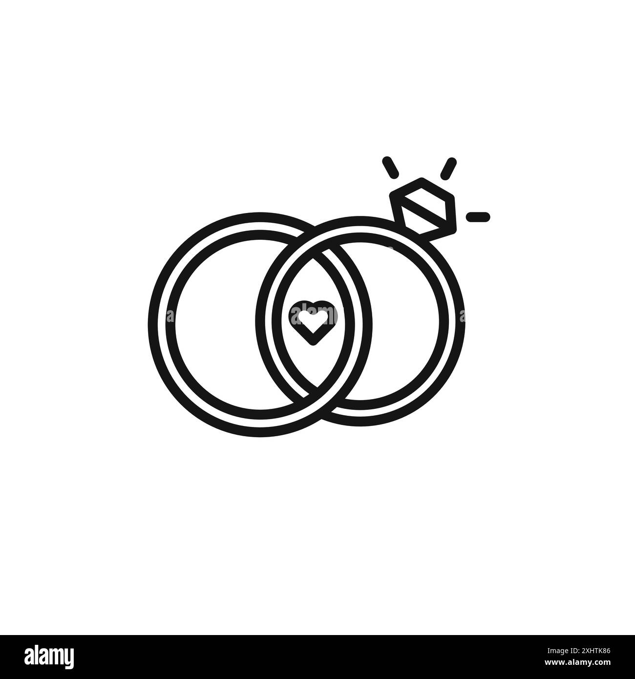 Das Symbol „Couple Ring“ zeigt eine Kollektion oder ein Set in Schwarz-weiß Stock Vektor