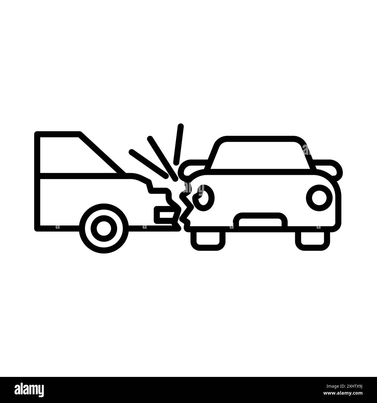 Das lineare Logo-Set mit Car Side Crash Icon in Schwarz-weiß für Web-Zwecke Stock Vektor