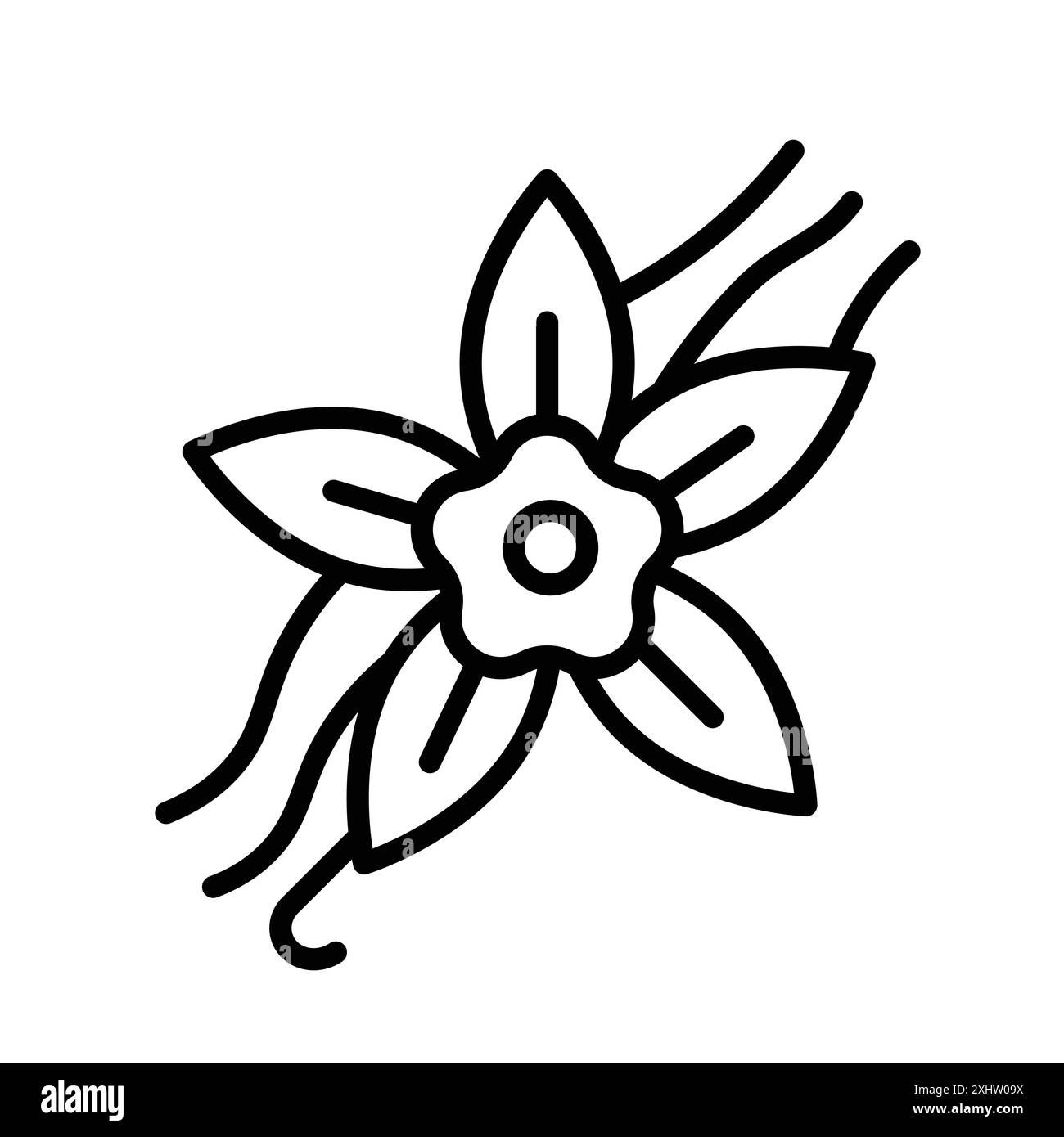 Kollektion mit linearen Logomarken in Schwarz-weiß für Web-Zwecke mit Vanilla Icon Stock Vektor