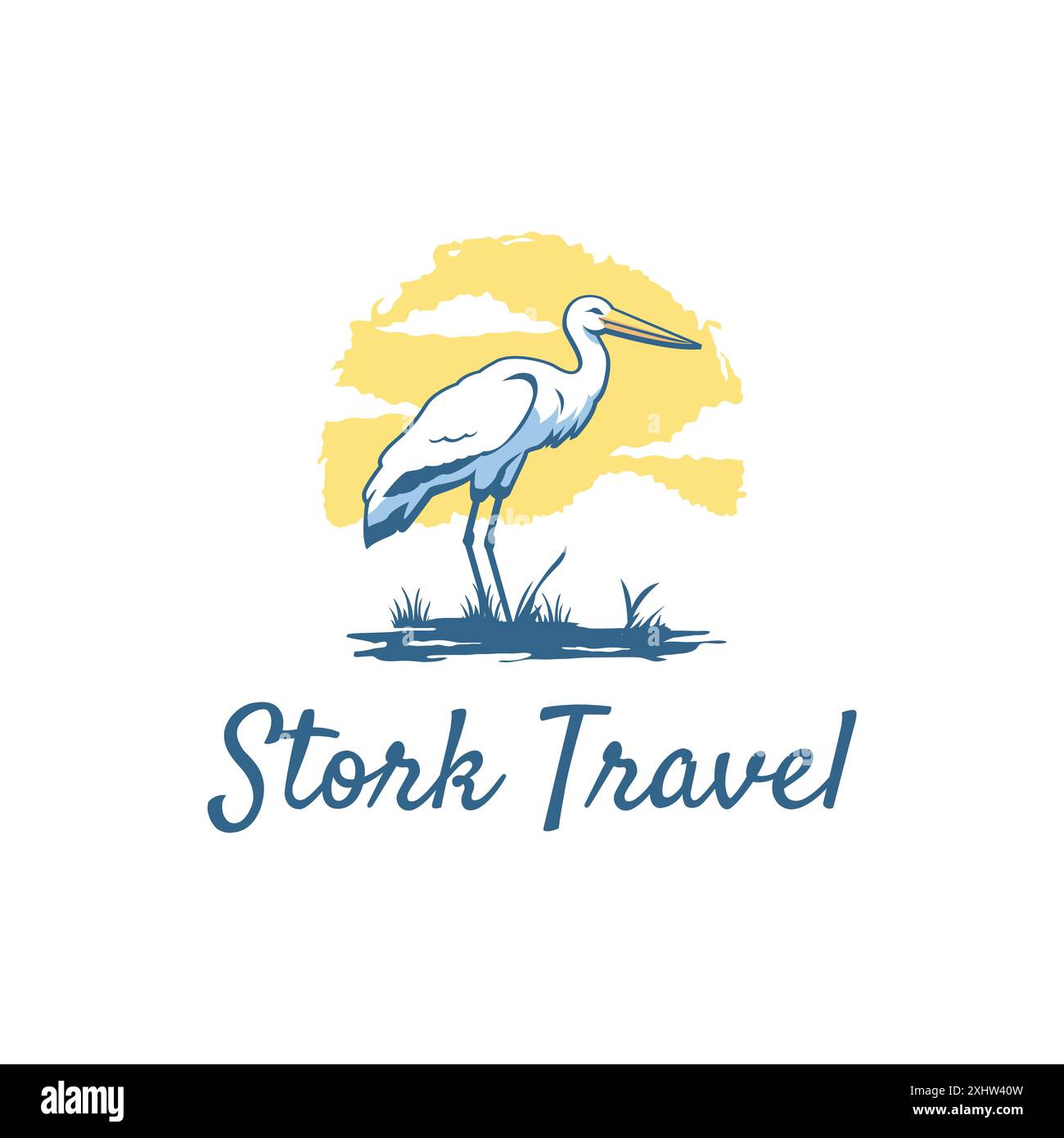 Stork Animal Travel Sky Business Holiday Nature Logo Vorlage Stock Vektor