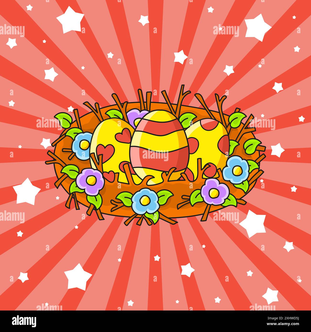 Niedliche Zeichentrickfigur. Bunte Vektorillustration. Ostermotiv. Isoliert auf farbigem Hintergrund. Vorlage für Ihr Design. Stock Vektor
