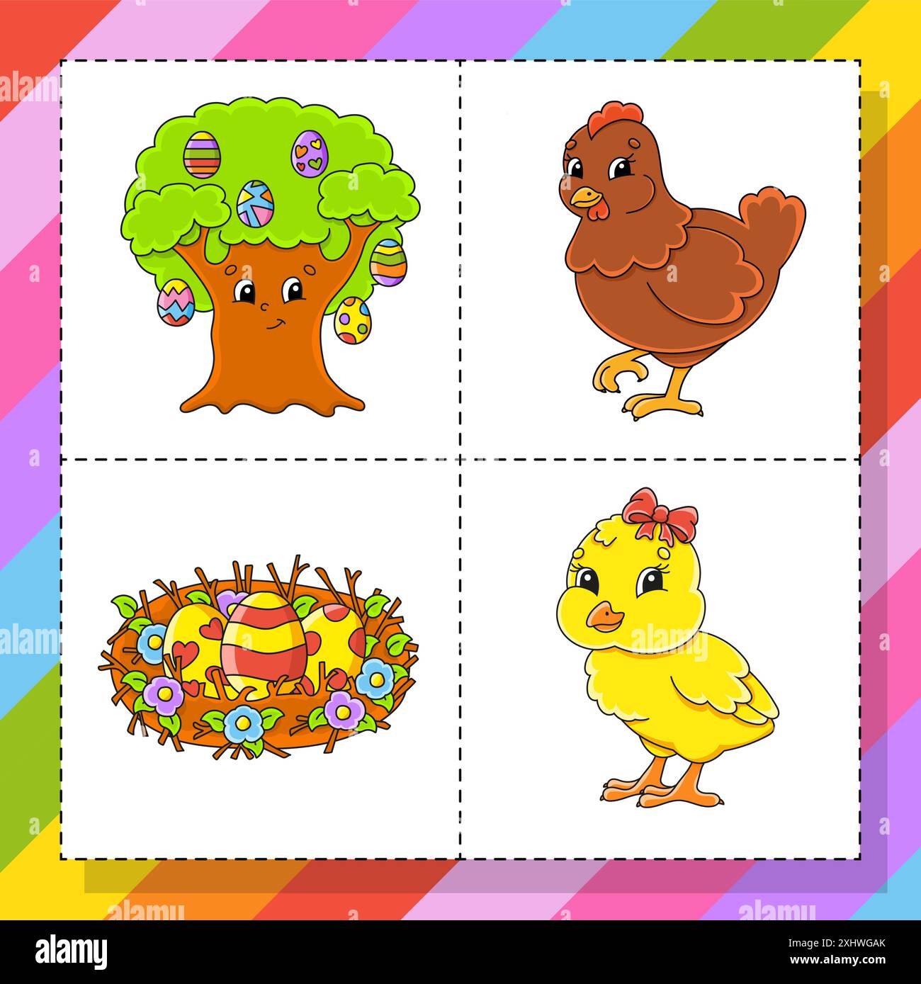 Zeichentrickfigur. Ostermotiv. Bunte Vektorillustration. Isoliert auf weißem Hintergrund. Konstruktionselement. Vorlage für Ihr Design, Bücher, Aufkleber Stock Vektor