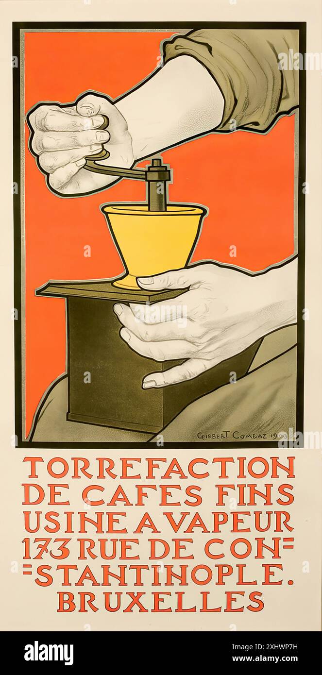 COMBAZ Gisbert (1869-1941) - Torrefaction de Cafés Fins 1903 - Vintage-Illustration Stockfoto