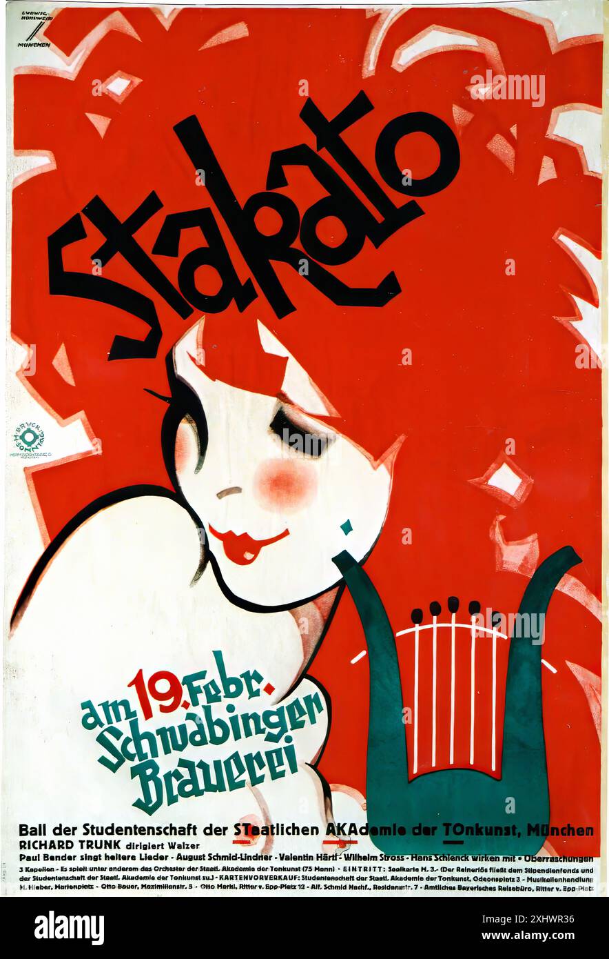 HOHLWEIN Ludwig - Stakato 1935. - Art Nouveau-Vintage-Druck Stockfoto