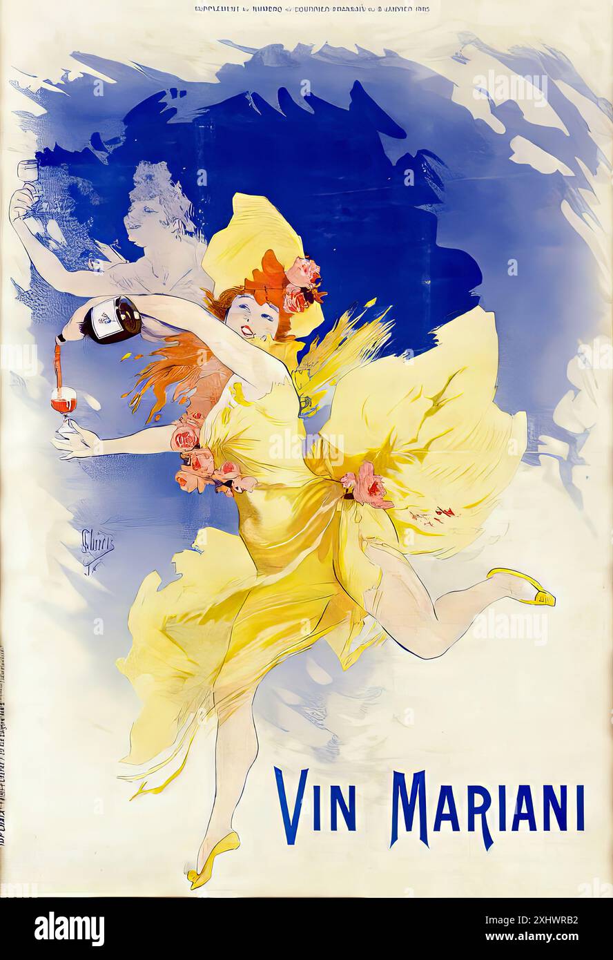 CHÉRET Jules (1836-1932) - Vin Mariani Courrier französischer Beilage 6. Januar 1894 - französischer Belle Epoque-Druck Stockfoto