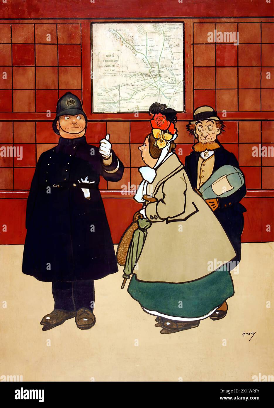 HASSALL John - kein Polizist, London Underground - Art Nouveau Vintage Print Stockfoto