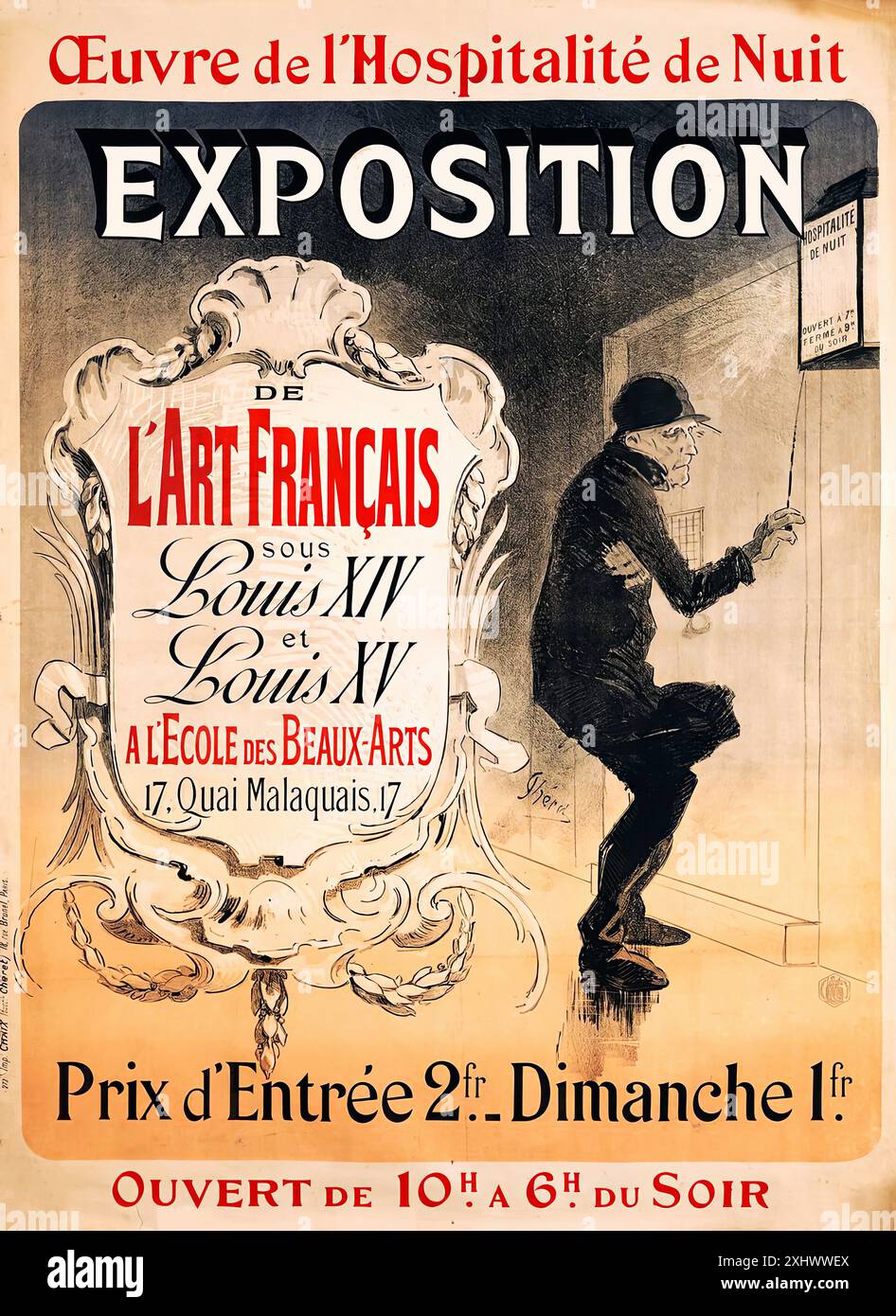 CHÉRET Jules (1836-1932) - Ausstellung de l'Art Francoais sous Louis XIV et Louis XV 1888 - französischer Belle Epoque-Druck Stockfoto