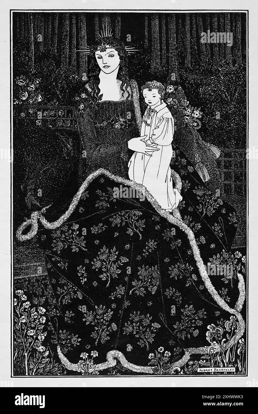 BEARDSLEY Aubrey Ein Buch der fünfzig Zeichnungen von Aubrey Beardsley 1897 - Illustration aus der viktorianischen Ära Stockfoto