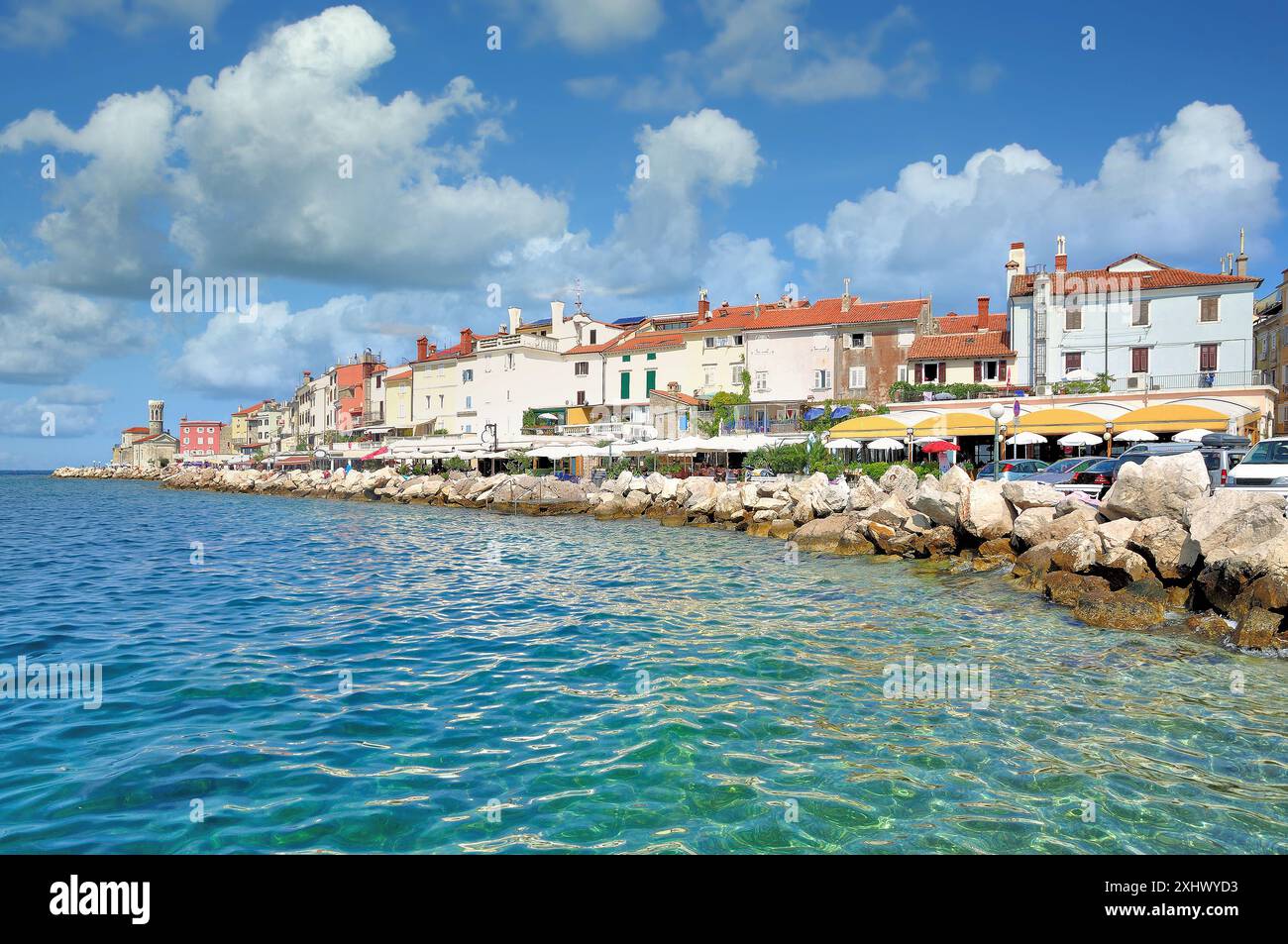 Uferpromenade in Piran, adria, Slowenien Stockfoto