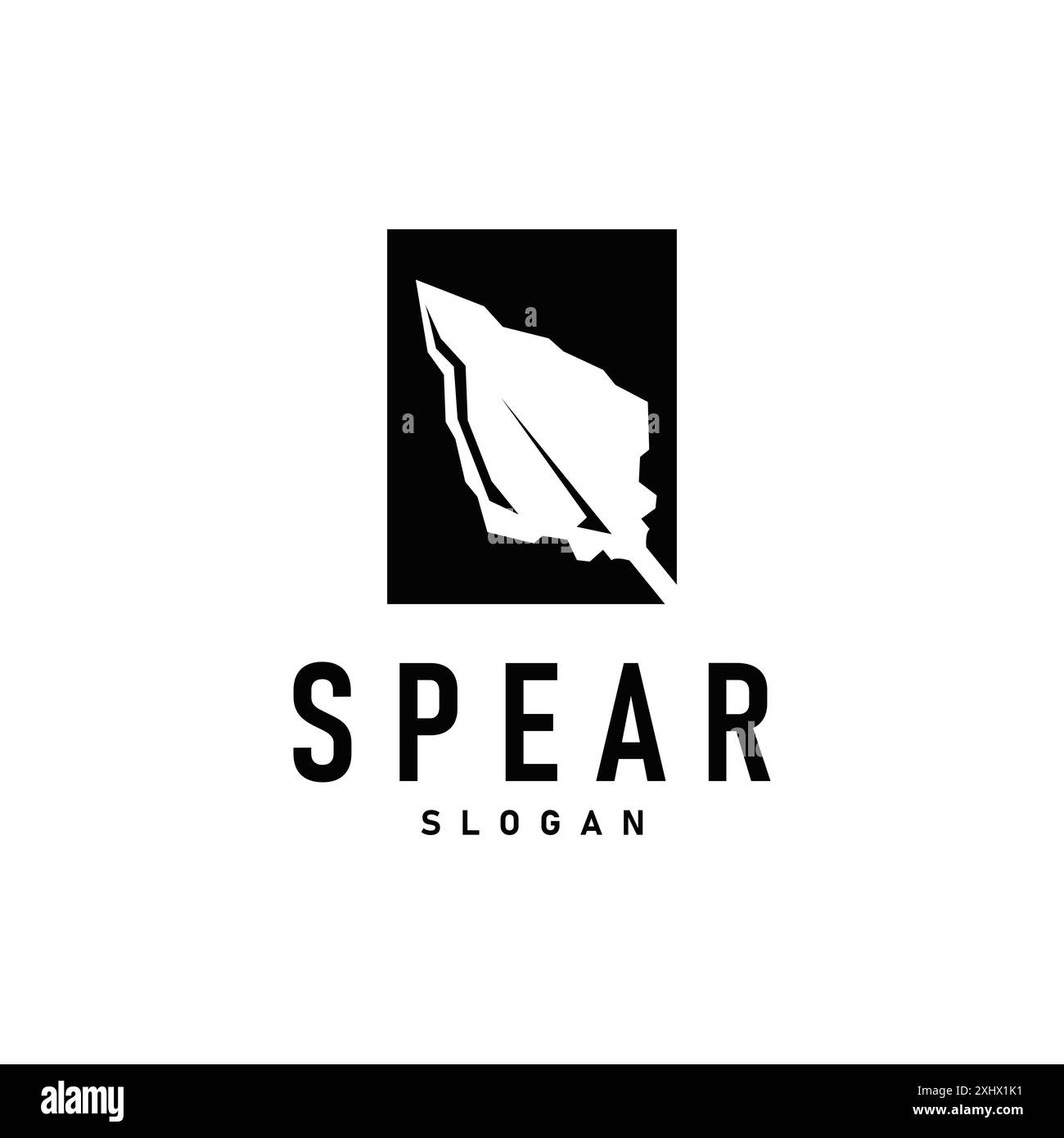 Spear Logo, Pfeilspitze Waffendesign Jagdspeer Einfaches Retro-Retro-Minimalistisches Konzept Stock Vektor