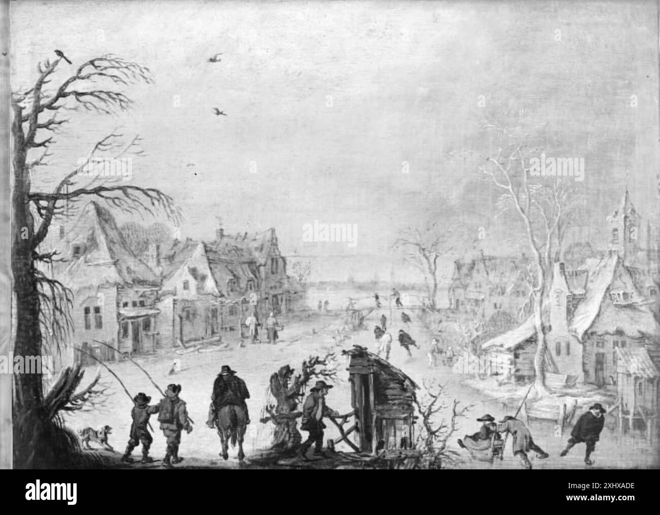 Winterlandschaft Monogrammist IW, KMS 3021 1598 - 1648, Velde (II), Jan van de 1593 - 1641 Malerei Winterlandschaft Stockfoto