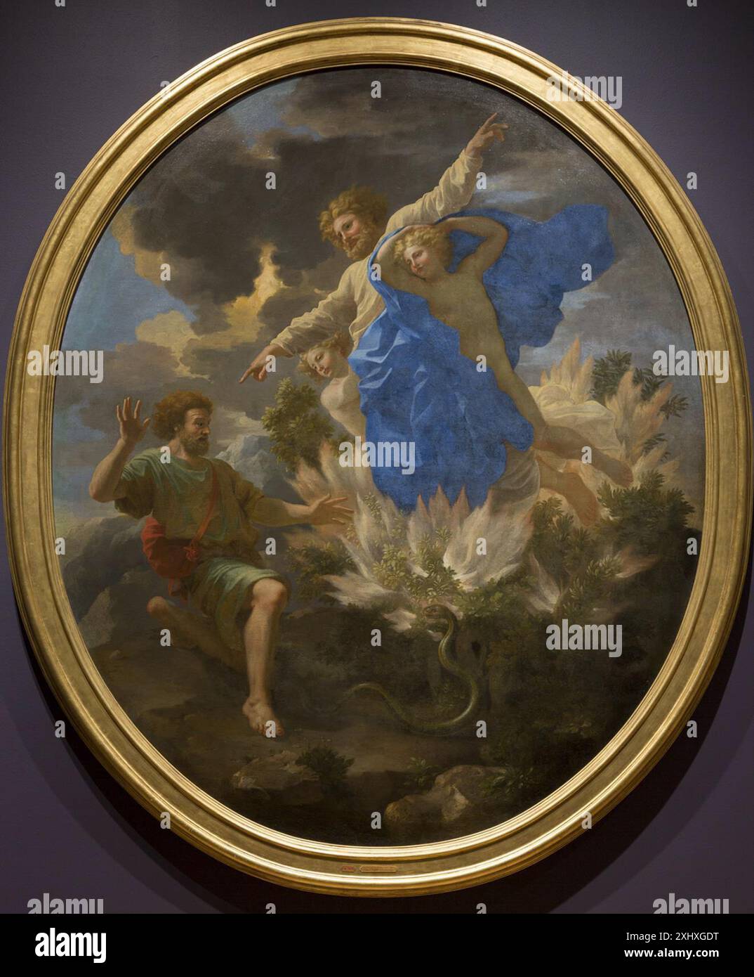 Moses und der brennende Bush Poussin, Nicolas 1594 - 1665 Gemälde Barok. 1600-Tallets Kunst i SMK's Samlinger, Eva de la Fuente Pedersen, omt. S. 41, 77, afb. S. 76, Katalog S. 212, 2023. Bemærkninger om Abildgaard Som maler, Leo Swane, S. 10, 15141, 1937. Den kongelige Malerisamlings Tilblivelse, Peter Hertz, S. 378, 15619, 1924. Poussins „Moses and Aaron Before Pharaoh“ für Camillo Massimo: Ein Gemälde, das für „Nobil diletto“ reserviert ist, Victoria C. Gardner Coates, OMT. og afb. S. 190, 2002-344, 2001. Richelieu: Kunst und Macht, Hilliard T. Goldfarb, OMT. S. 158-60, Kat.Nr. 58. afb. S. 159, S. 9 og 1 Stockfoto